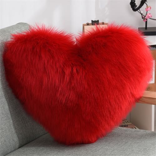 champracer Herzförmiges Plüschkissen Kissen Kissen weiches Wurfkissen dekoratives Kissen Sofa dekorativ Valentinstag Ostern (40x50 cm,rot) von champracer