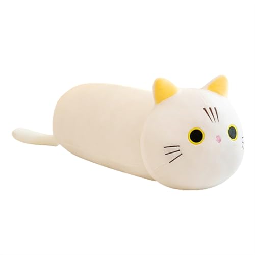 champracer Katze Stofftier Kawaii Katze süßes Spielzeug, süßes Spielzeug weiches Plüschtier Kissen weiches Stofftier Lange Katze Kissen Plüschtier Halloween Weihnachten Geschenk (Weiß,90 cm) von champracer