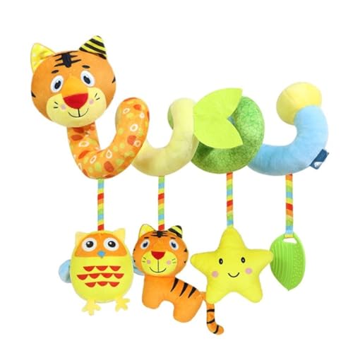 champracer Kinderwagenkette, Kinderwagen Spielzeug, Kinderbett Spiralspielzeug, Plüsch-Hänge spirale Spielzeug, zum Fühlen und Greifen, für Autositze, Kinderwagen, Kinderbetten, Wiege (Tiger) von champracer