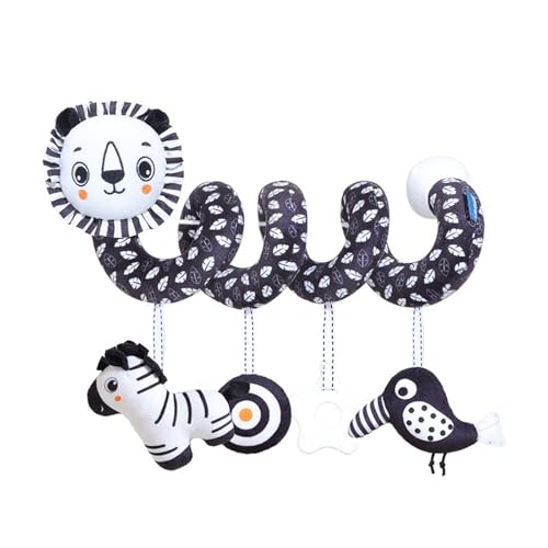 champracer Kinderwagenkette, babyschale Spielzeug, Kinderwagen Spielzeug, schwarz Weiss Spielzeug Baby, Spirale Kinderwagen Hängespielzeug für Kinderwagen, Bar, Kinderbett (Löwe) von champracer