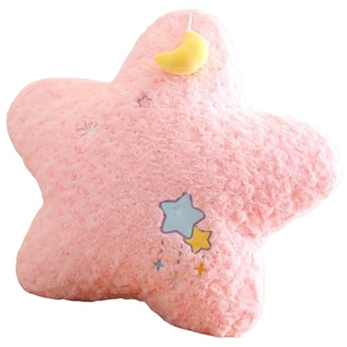 champracer Kissen Niedliches Stern und Mond Plüschkissen für Kinder, Stern Plüschkissen, flauschig weiche Kissendekoration, Plüsch Dekokissen, Kinderzimmerdekoration (45 cm,Rosa Stern) von champracer