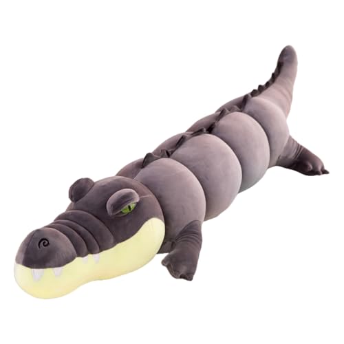 champracer Krokodil Kuscheltier Krokodil Stofftier Krokodil Spielzeug Kissen Riesen Kuscheltier Geschenke für Kinder Jungen Mädchen (100cm,Grau) von champracer