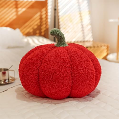 champracer KüRbis Kissen, Pumpkin Pillow, Halloween KüRbis Kissen Groß, 3D PlüSch KüRbis Kissen, KüRbis-Futonkissen, KüRbis Dekokissen, KüRbis PlüSch Kissen, Kinderzimmer Sofa Dekoration (30 cm,rot) von champracer