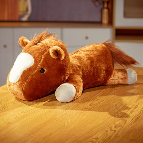 champracer Kuschelkissen Kinder Pferdkissen, Weiche Flauschige Zierkissen Sofakissen Pferd Dekokissen Plüschkissen für Baby Kinder Erwachsene (Braunes Pferd,70 cm) von champracer