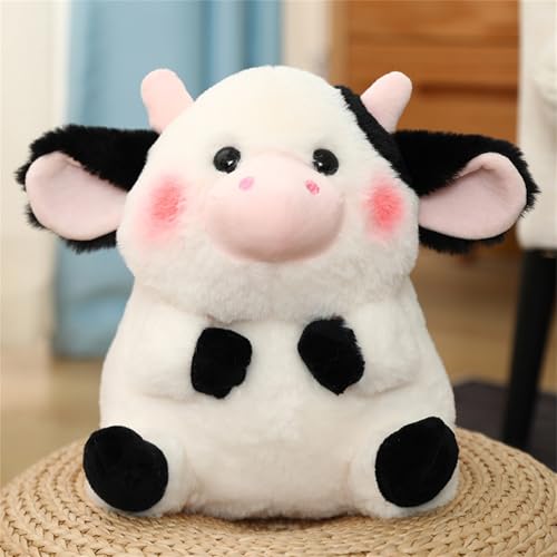 champracer Kuscheltier, Kurzer Plüsch Niedliches Tier Stofftier Kawaii Tiere Plüschtier zum Kuscheln & Spielen, Waschbares Plüschtier für Mädchen Jungen und Babys (Kuh,26 cm) von champracer