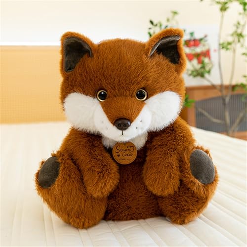 champracer Kuscheltier Fuchs, Niedliche Braunfuchs-Puppe, Flauschiger Stofftier zum Spielen, Geschenk & Kuscheln, Fuchs plüschtier, Fuchs stofftier für Kinder & Erwachsene (35 cm,A) von champracer