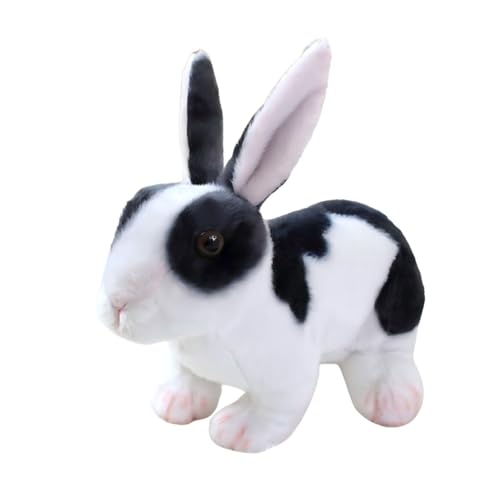 champracer Kuscheltier Hase Sitzend Klein Plüsch Kaninchen Schwarz Flauschige Stofftier Braun Plüschhase Simulation Plüschtier Weiche Hase Puppe Ostergeschenk für Mädchen Kinder Jungen (25cm,Schwarz) von champracer