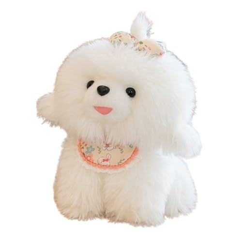 champracer Kuscheltier Hund, Stoffhund,Plüschhund weiches,Bichon Frise Puppe,Niedliche Plüschtiere als Dekoration,PlüSch-Hund, Bichon Frise Puppy,Hundepuppe für fantasievolles Spielen (45 cm,Weiß) von champracer