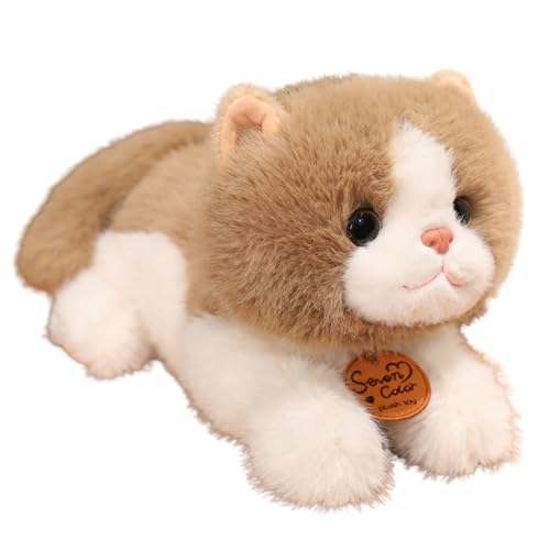 champracer Kuscheltier Katze Katze Plüschtier Simulation Kurzhaar Nette Katze Puppe Kawaii Katze Kuscheltier Geschenk für Kinder Jeglichen Alters (25cm,braun-B) von champracer