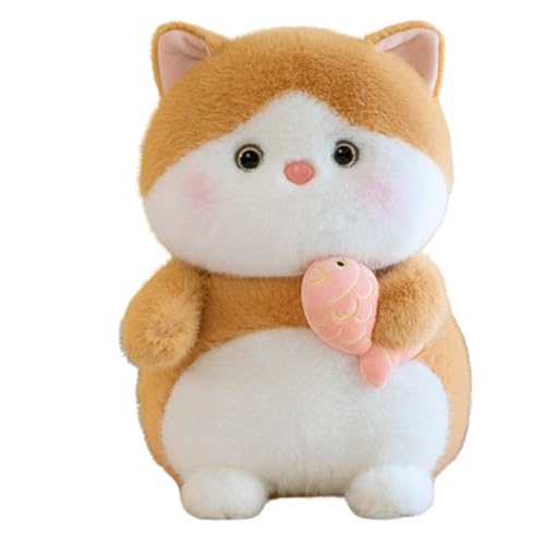 champracer Kuscheltier Katze Lebensecht, Realistische Katze Kuscheltier, Weiche Plüsch Puppe Gefüllte lebensechte Katze Tierfiguren Cartoon Plüsch Spielzeug für Kinder Jungen Geschenke (40 cm,Gelb) von champracer