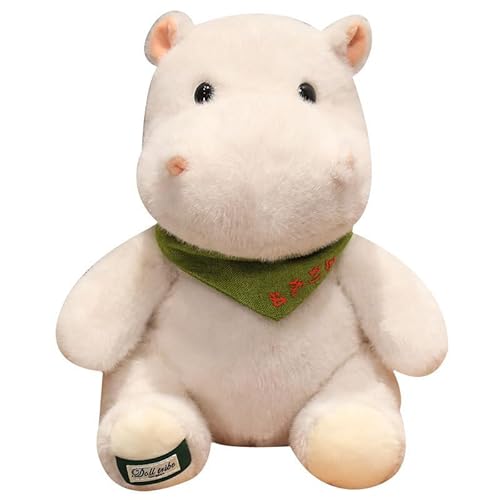 champracer Kuscheltier Nilpferd Stofftier Kinder, Niedliches Weiß Nilpferd Plüschtier zum Kuscheln und Spielen, Weiche Flauschige Schmusekissen Kinderzimmer Deko Wurfkissen Geschenke (25 cm) von champracer