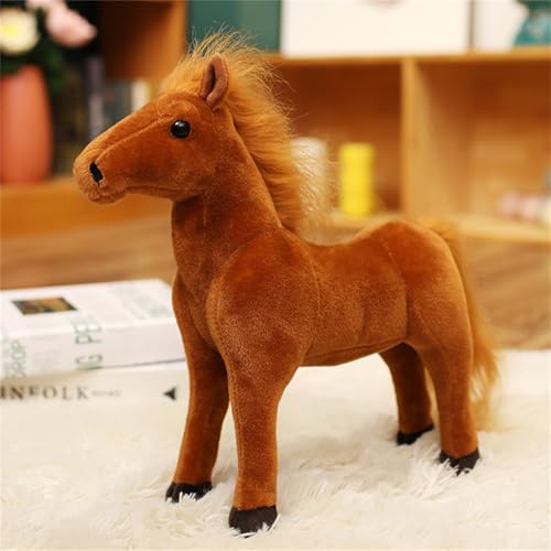 champracer Kuscheltier Pferd, Stehend Pony Kuscheltier, plüschpferd, Realistisch Plüsch Pferd Spielzeug, Stuffed Animals, Geschenke für Mädchen und Jungen (20 cm,Dunkelbraun) von champracer