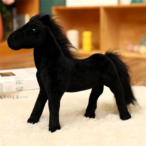 champracer Kuscheltier Pferd, Stehend Pony Kuscheltier, plüschpferd, Realistisch Plüsch Pferd Spielzeug, Stuffed Animals, Geschenke für Mädchen und Jungen (20 cm,schwarz) von champracer