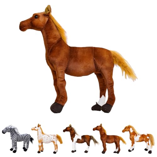 champracer Kuscheltier Pferd Plüschtier, Pferde Spielzeug, Realistische Pony Plüschtiere, Stofftier Pferd Puppe, Stehend Pony Plüsch Dekoration Für Wohnzimmer Schlafzimmer, Pferd Geschenk (40 cm,#E) von champracer