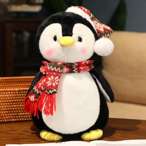 champracer Kuscheltier Pinguin, Weihnacht Plüschtier Pinguin Stofftier Schmusetier zum Kuscheln & Spielen, Weihnachtsmütze Pinguin Puppe, Spielzeug Geschenk für Mädchen und Jungen (45 cm,Roter Schal) von champracer