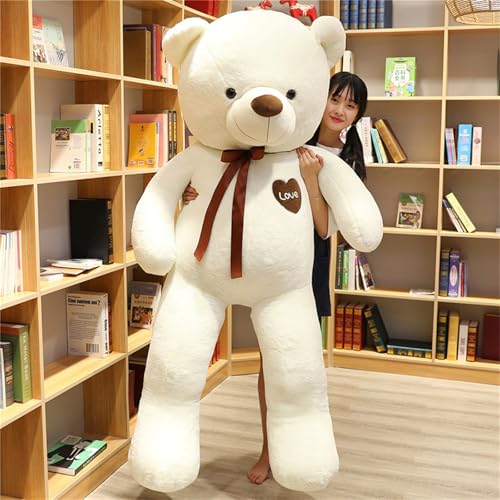 champracer Kuscheltier Teddybär Plüschtier, Riesen Teddy mit strapazierfähigem Reißverschluss,Groß XXL Teddy Bear, Plüschtier Teddybär weicher Plüsch tolles Geschenk kreatives (140 cm,Weiß) von champracer