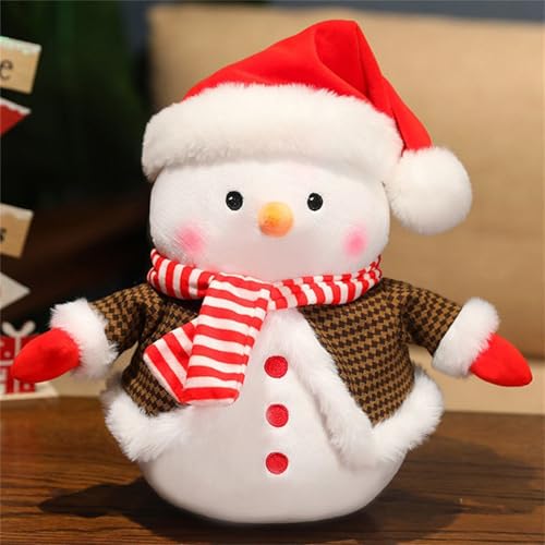 champracer Kuscheltier Weihnachten 25cm, Kuscheltier Weihnachten Kinder, Weihnachtsmann Plüschpuppe,Plüschtier Dekoration Ornament Schneemann Puppe, Geschenke für Jungen Mädchen Kinder (Braun) von champracer