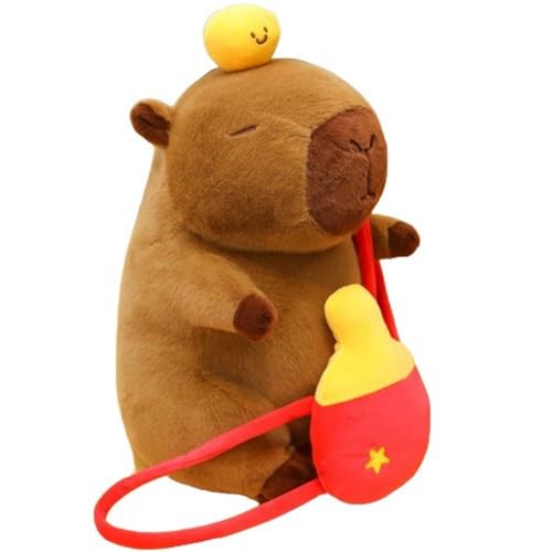 champracer Neu Capybara Kuscheltier Groß mit Tischtennis Rucksack, Capybara Plüschtier Kissen, Kawaii Capybara Kuscheltier Plüschpuppen Geschenk für Kindergeburtstag (25 cm,Capybara) von champracer