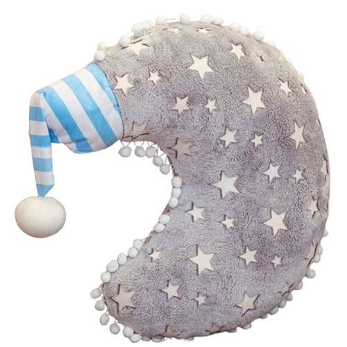 champracer Niedlicher Stern Mond Wolke leuchtende werfen Kissen Plüschtier leuchtende fünfzackigen Stern Sofa Nachttisch Kissen Geschenk (60 cm,Mond) von champracer