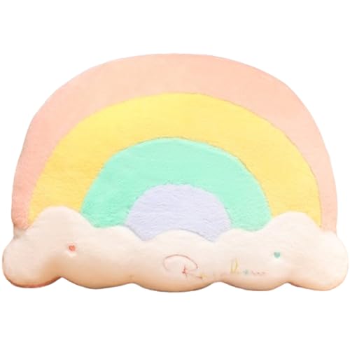 champracer Niedliches Stern-Regenbogen-Kissen, Stern, Mond, Plüschkissen, Plüschtier, flauschig weiche Kissendekoration, Plüsch-Dekokissen (Regenbogen50x40 cm) von champracer