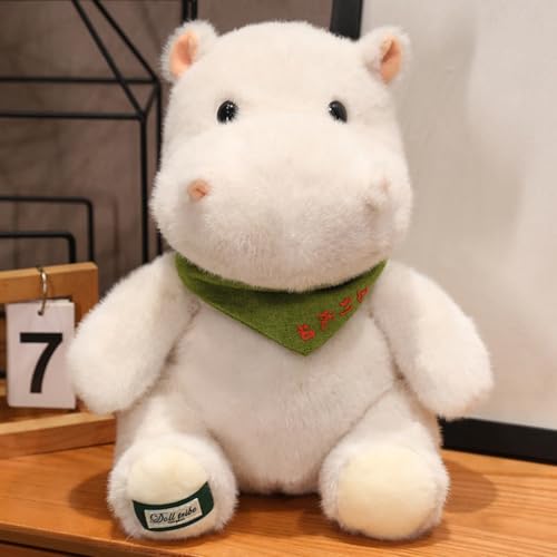 champracer Nilpferd Kuscheltier Plüschtier, Nilpferd Plüsch-Kissen Stofftier, Weich Plüsch Nilpferd Puppe, Hippo Spielzeug, Hippo Toys GemüTliches Schmusetier für Kinder (25 cm,Weiß) von champracer