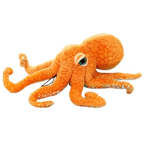 champracer Octopus Kuscheltier, Simulation Octopus Spielzeug, Octopus Plüschtier, Oktopus Plüsch Kissen, Krake Kuscheltier für kuschelecke Kinderzimmer Schlafzimmer Deko (50 cm,Helles Orange) von champracer