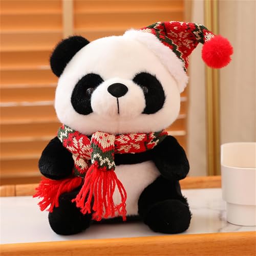 champracer Panda Kuscheltier 2024 Panda Geschenk Weihnachtspanda, Puppe Panda Weihnachten Panda PlüSchpuppe, 25cm Realistisches Panda Kissen Raumdekoration (B) von champracer