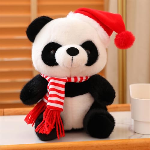 champracer Panda Kuscheltier 2024 Panda Geschenk Weihnachtspanda, Puppe Panda Weihnachten Panda PlüSchpuppe, 25cm Realistisches Panda Kissen Raumdekoration (D) von champracer