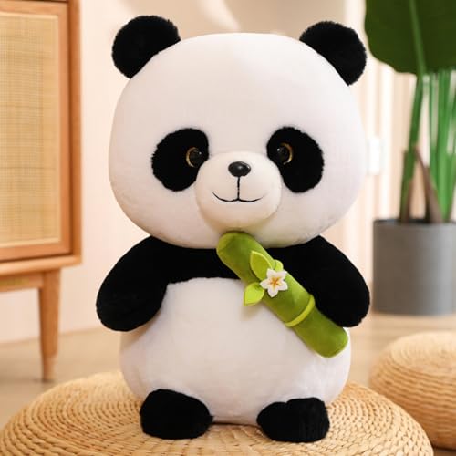 champracer Panda Kuscheltier Weiche Stofftier Puppen Panda-Plüschtier mit Bambusrohr Kawaii Süße Pandas Flauschige Panda-Puppe Schlafkissen Wurfkissen für Kinder und Freundin (35 cm,Panda) von champracer