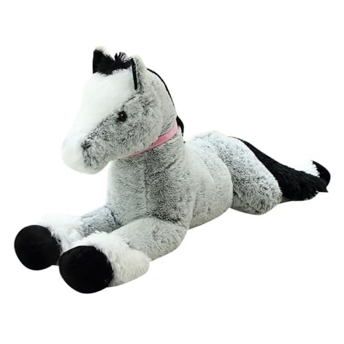 champracer Pferd Kuscheltier Pferd Plüschtier Liegend Plüschtier Stofftier Stofftier Pferd Pony Kuscheltier Geschenk für Kinder Jungen Mädchen (120cm,Grau) von champracer