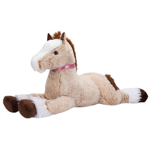 champracer Pferd Kuscheltier Pferd Plüschtier Liegend Plüschtier Stofftier Stofftier Pferd Pony Kuscheltier Geschenk für Kinder Jungen Mädchen (120cm,Khaki) von champracer