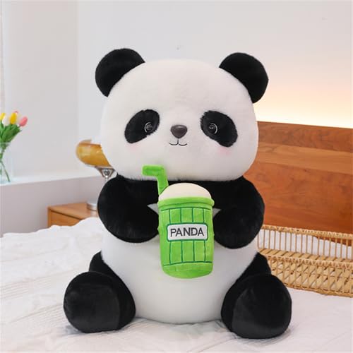 champracer Realistisches Kuscheltier, Süße Ausflug Panda Puppe Mit Kamera Lotusblatt Hut, Kawaii 2 in 1 Weiche Biene Panda Kissen Stofftier Puppen, Panda Spielzeug Geschenk Für Frauen Kinder (65 cm) von champracer