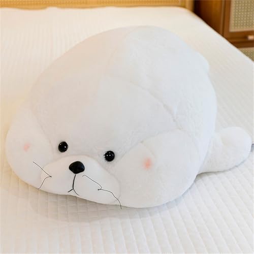 champracer Robben Plüschtier, Chubby Seal Pillow Plush, Baby Robbe Kuscheltier, Niedliche Cartoon Robbe Kissen GefüLlt, Geschenke für Jungen Und MäDchen Geburtstag (90 cm,Weiß) von champracer