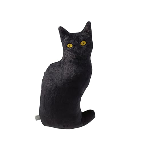 champracer Schwarze Katze Plüschtier Umarmung Spielzeug, Plüsch Kissen Christmas Toy Weihnachten,Weiches Stofftier Kopfkissen Gefüllte Katze Puppe Tier Kissen Weihnachten Geschenk (50x30 cm,Schwarz) von champracer