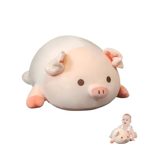 champracer Schwein Kuscheltier,Schwein Plüschtier Kissen,Rosa,Baumwolle Tier,Schwein Plüsch Kissen Stofftier Spielzeug für Kinder,Dekokissen Schwein Puppen (80 cm,Rundäugiges) von champracer