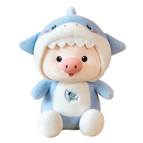 champracer Schwein Plüschtier, Niedlicher Hai Schweine Plüsch, Schwein Kuscheltier, Plüsch Spielzeug Wurfkissen, Geschenk für Kinder MäDchen Jungen (35 cm,Blau) von champracer