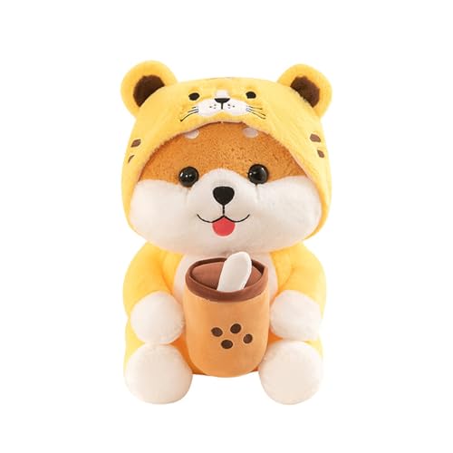 champracer Shiba Inu Hund Plüsch,Stuffed Animal Shiba Inu Plush,Großes Plüschtier,Kissen Hund Gefüllte Kissen,Tiger Plüschtier, Realistisch Tiger Für Kinder Dekokissen Geschenke (45 cm,Gelb) von champracer