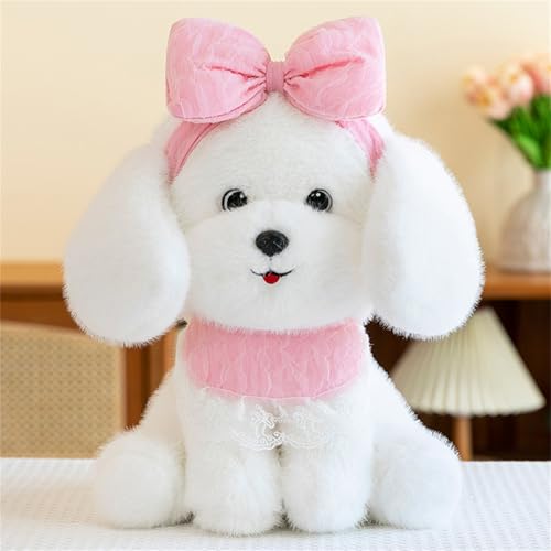 champracer Teddy Hund Kuscheltier, Hundestofftier, Plüschtier-Hund, Plüsch Stofftier Hund Puppe Stofftier, Realistische Teddy Dog Teddy Hunde Spielzeug Kuscheltier für Kinder (25 cm,Rosa) von champracer