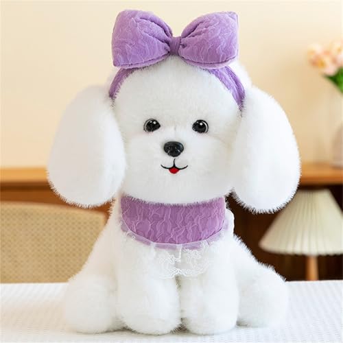 champracer Teddy Hund Kuscheltier, Hundestofftier, Plüschtier-Hund, Plüsch Stofftier Hund Puppe Stofftier, Realistische Teddy Dog Teddy Hunde Spielzeug Kuscheltier für Kinder (35 cm,Lila) von champracer