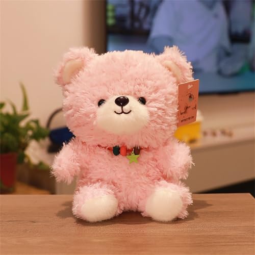 champracer Teddybär Plüsch Nette Gefüllte Tier Spielzeug Kissen, Süßes Weich Teddybär Kuscheltier Mit Halskette, 22 cm Flauschige Plüsch Bär Puppe Geschenk Für Valentinstag Weihnachten (Rosa) von champracer