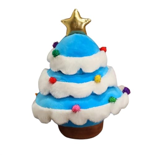 champracer Weihnachtsbaumspielzeug,Weihnachtsbaum-Plüschpuppe,25 cmweiches 3D-Kissen in Pflanzenform, süßes Weihnachtsbaumkissen, weiches in Pflanzenform,Cartoon-Kissen (25 cm,blau) von champracer