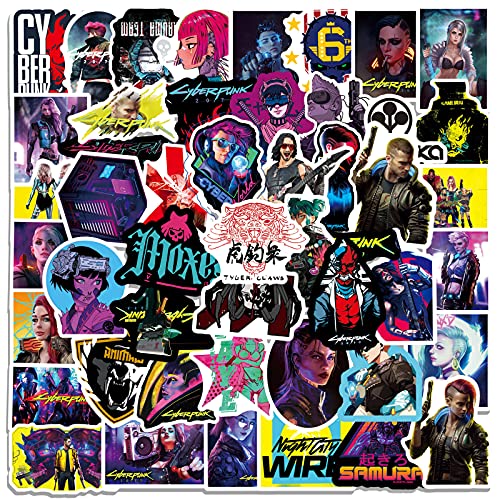 50 PCS Cyber and Punk Aufkleber Cool Cyberpunk Stickers für Laptop Wasserflasche Wagen Motorrad Stoßstange Gepäck Skateboard Graffiti von chamvis