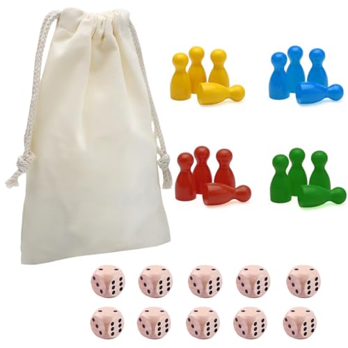 ChAusa 170 Stück Spielfiguren Aus Holz Für Brettspiele,Spielfiguren Für Brettspiele,Bunte Spielfiguren,Holzpuppen Spielfiguren Spielkegel Set (160 Bunte Halmakegel und 10 Würfel aus Holz) von chausa