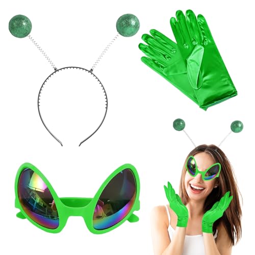 chausa 3 Stück Faschingskostüme Damen Alien Kostüm Kinder Set mit Alien Haarreif Alien Brille und Handschuhe,für Karneval Halloween Cosplay Maskerade Karneval Kostüm Faschingskostüme chausa 3 Stück Faschingskostüme Damen Alien Kostüm Kinder Set mit Alien Haarreif Alien Brille und Handschuhe,für Karneval Halloween Cosplay Maskerade Karneval Kostüm Faschingskostüme von ChAusa