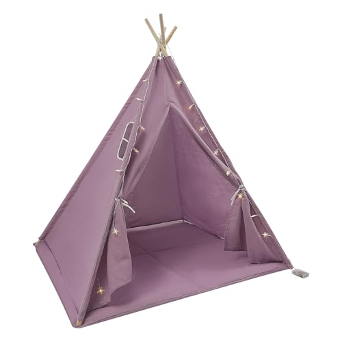 Faltbares Kinderzelt, Kinder Tipi Zelt mit Licht und Matte, geräumiges Kinderspielzelt für Mädchen oder Jungen, Lila von chennnls