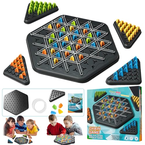 Interaktives Brettspiel Triggle – Taktikspiel mit Gummibändern, Kettendreieck Schach, Triggle Game Gummiband, Interaktives Steckspiel, Strategisches Denkspiel für die Ganze Familie von chimoo