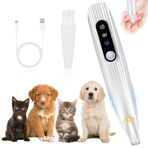 Pfotentrimmer für Hunde,USB Wiederaufladbar Hundeschermaschine Leise Hundepfoten Trimmer Pro Hundetrimmer mit Led-Licht Trimmer Hundepfoten für Hunde Katzen, Pfoten, Ohren, Augen Haustierhaarschneider von chimoo