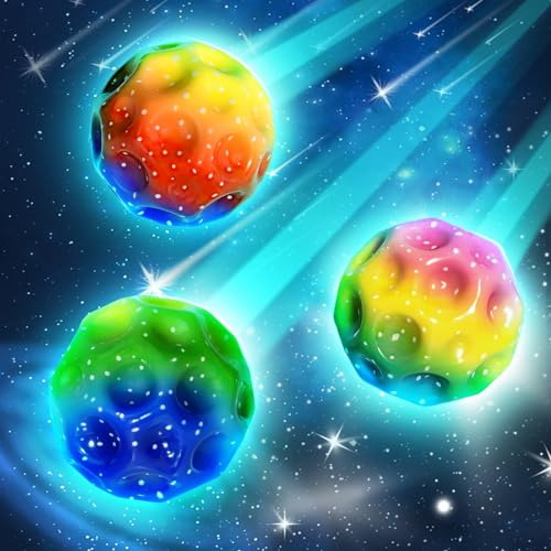 chimoo 3 Stück Jump Ball,Moon Ball Hohe Springender Globe Jump Ball EIN Knallendes Geräusch Machen Gummiball Spaceballs 7 cm Galaxy Ball Mini Bouncy Ball Bouncing Jumpball für Kinder Im Freien von chimoo