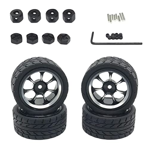 RC Felgen und Reifen Kit für 124016 124017 124018 124019 1/12 Ersatz, Schwarz von chiwanji