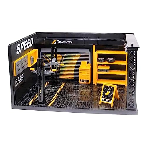 chiwanji 1/24 Simulation Garage Vitrine Auto Werkstatt Szene Modell DIY Gebäude Modell Kits Display Landschaft Modell für Diorama Sammlung Geschenke, Ohne Brett von chiwanji